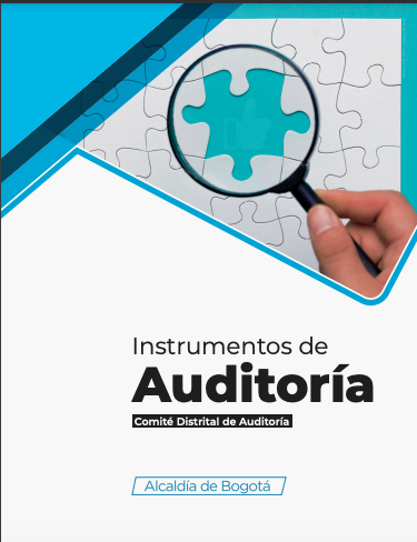 En la Imagen, título inferior del lineamiento "Instrumentos de Auditoría, Comité Distrital de Auditoría”. Foto de fondo, Rompecabezas. Marca "Alcaldía de Bogotá"